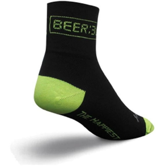 SockGuy Beer 30 Sock Black LG/XL Double Stitched Heel and Toe Ultra Wicking