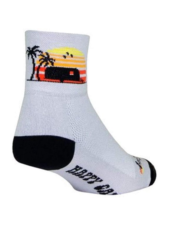 Classic Happy Camper Socks - 3 inch, Gray/Black/Orange, Small/Medium