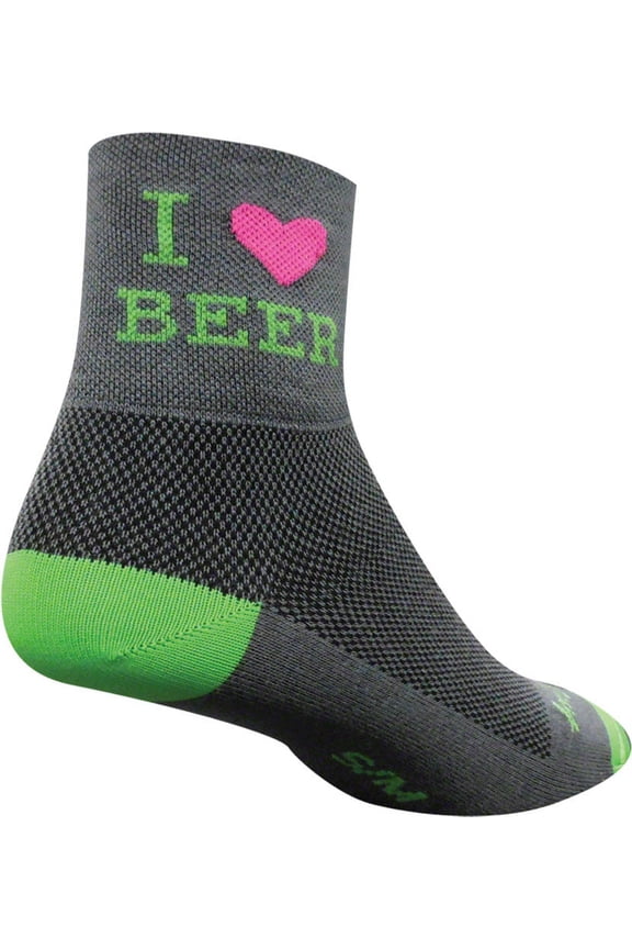 Classic I Love Beer Socks - 3 inch, Gray, Small/Medium