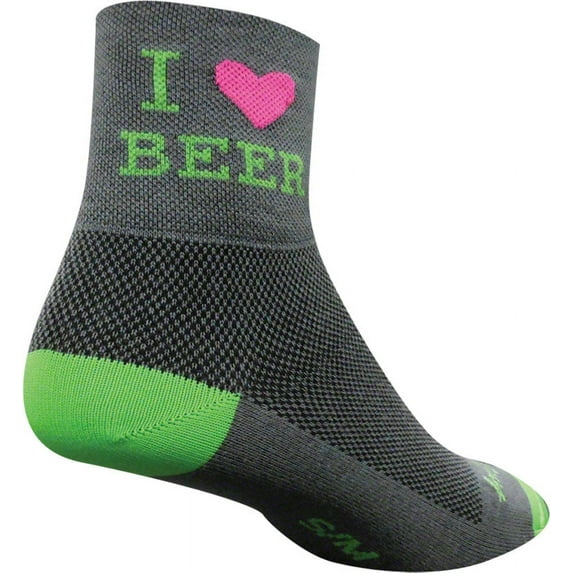 SockGuy Classic I Love Beer Socks - 3 inch, Gray, Small/Medium