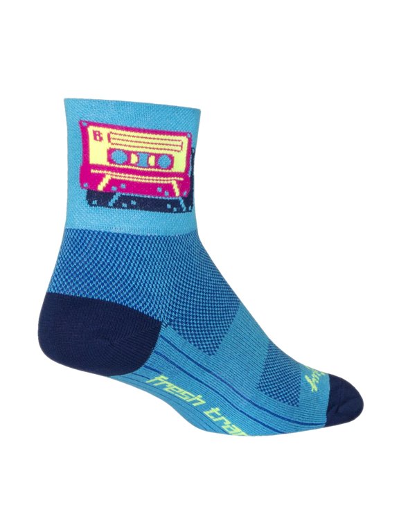 Classic Mixtape Socks 3 inch Blue Pink Large X-Large Unisex Synthetic