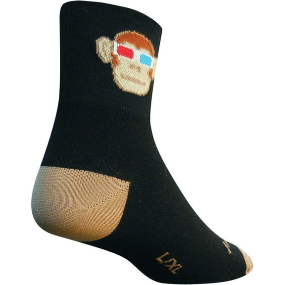 SockGuy Classic Monkey See 3D Sock Black/Tan SM/MD