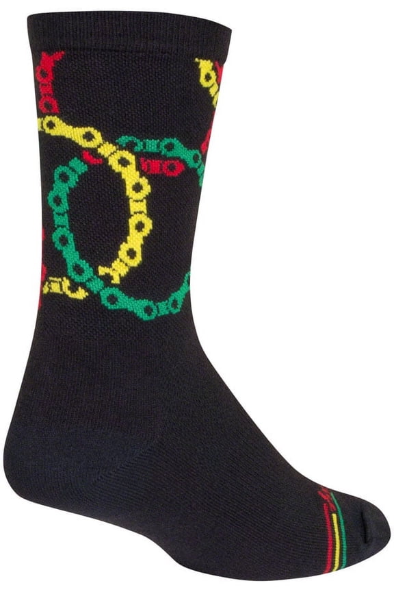 Connected Crew Socks - 6 inch, Black/Multi, Large/X-Large