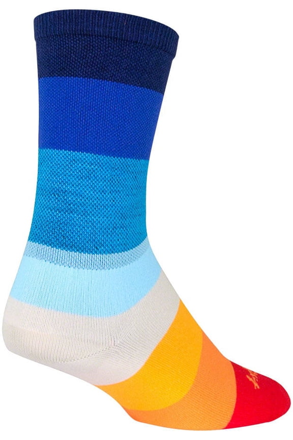 Crew 70's Socks Multi Color Stripes 6 inch Blue Small Medium Unisex