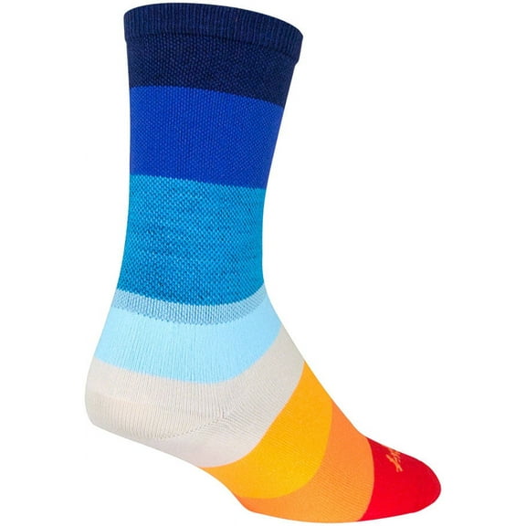 SockGuy Crew 70's Socks Multi Color Stripes 6 inch Blue Small Medium Unisex