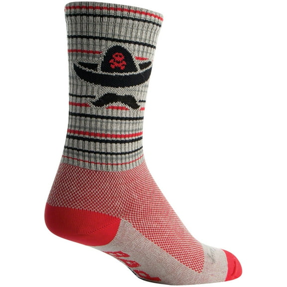 SockGuy Crew Bad Hombre Socks 6 inch Khaki Red Black Large X-Large Unisex