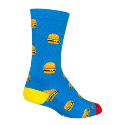 SockGuy Crew Burgers Socks - 6", Large/X-Large