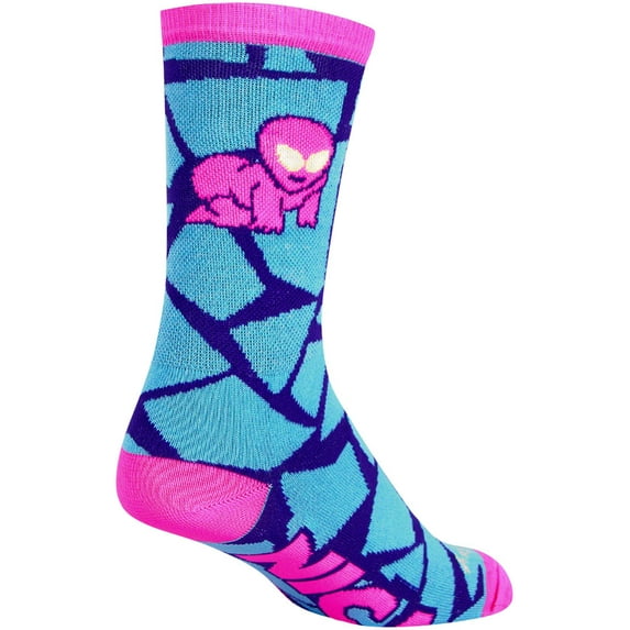 SockGuy Crew NICA Alien Socks - 6 inch, Blue/Pink, Large/X-Large