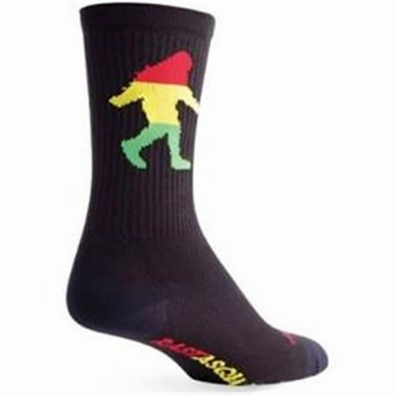 SockGuy Crew Rasta Squatch Socks 6 inch Black Small Medium Unisex Synthetic