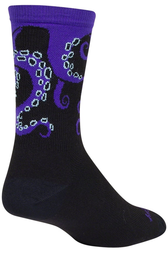 Tentacool Crew 6" Socks, 9-13, Black/Purple