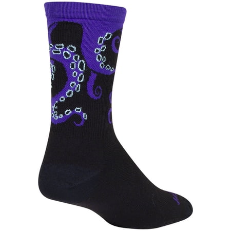 Sockguy Tentacool Crew 6" Socks, 5-9, Black/Purple