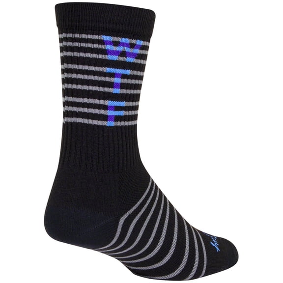 Sockguy WTF 2.0 Crew 6" Socks, 9-13, Black/Gray