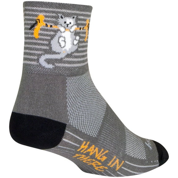 SockGuy Hang in There Classic Socks - 3 inch, Gray/Multi, Small/Medium