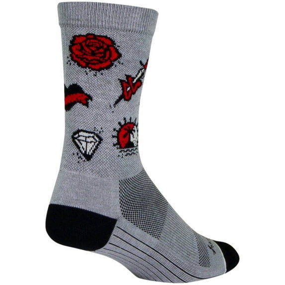 SockGuy Ink Crew Sock - 6", Small/Medium Stretch-To-Fit Sizing System