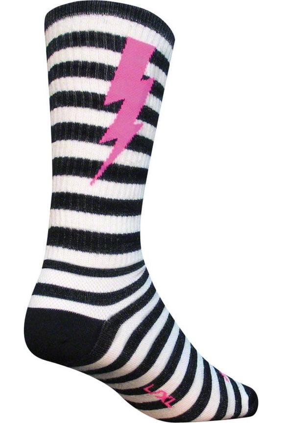 Wool Lightning Socks 8 inch Black White Large X-Large TurboWool