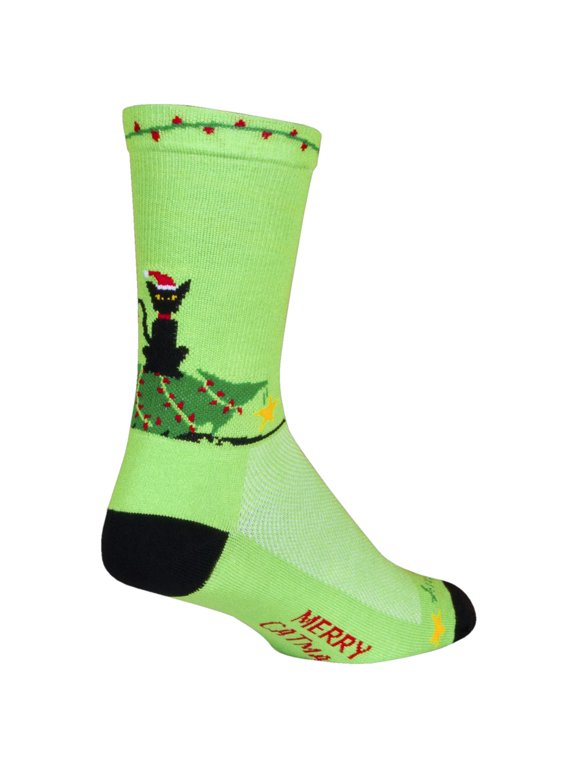 Crew 6in Merry Catmas Cycling/Running Socks