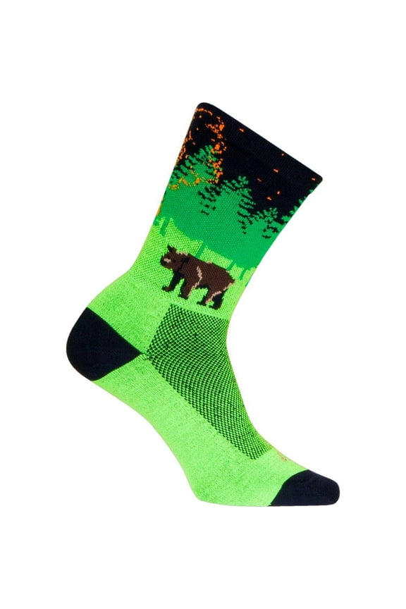 Off the Grid Crew Socks - 6", Green/Black/Brown, Large/X-Large