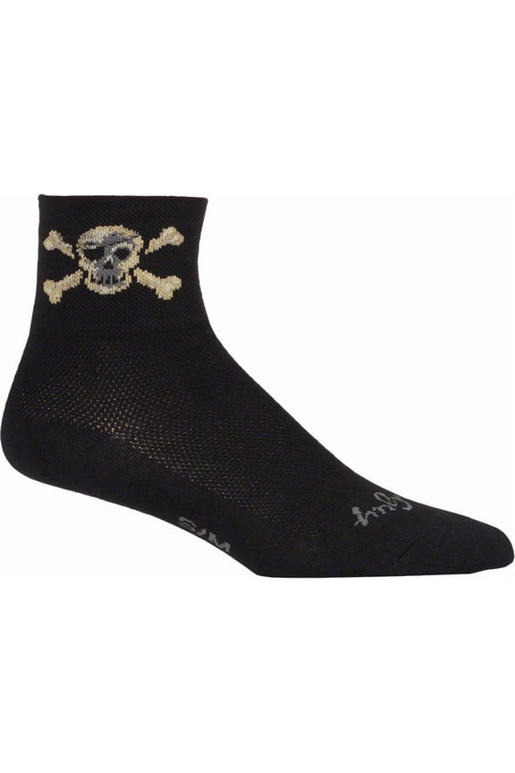 Pirate Sock Black SM/MD Double Stitched Heel and Toe Mesh Upper