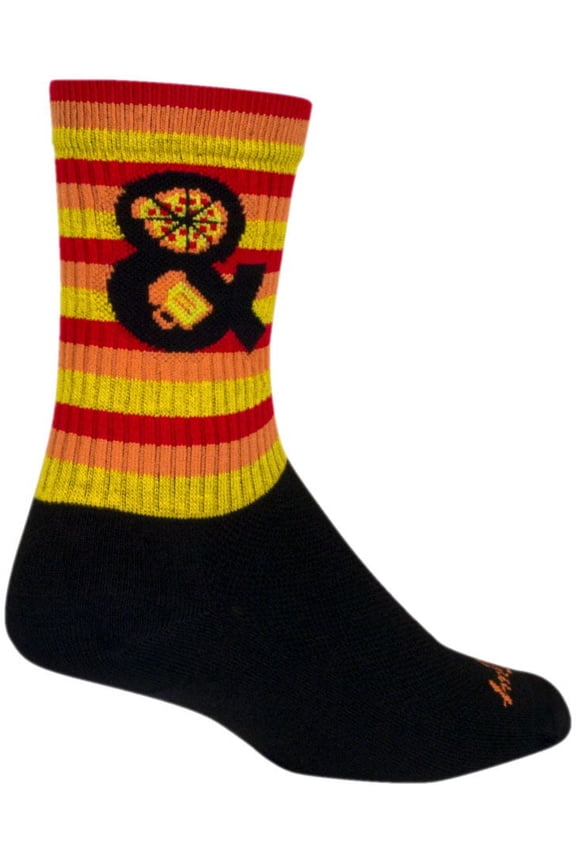 Pizza and Beer Crew Sock - 6", Small/Medium