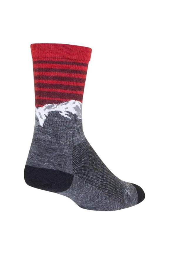 Summit Wool Socks - 6", Gray/Red/White, Small/Medium