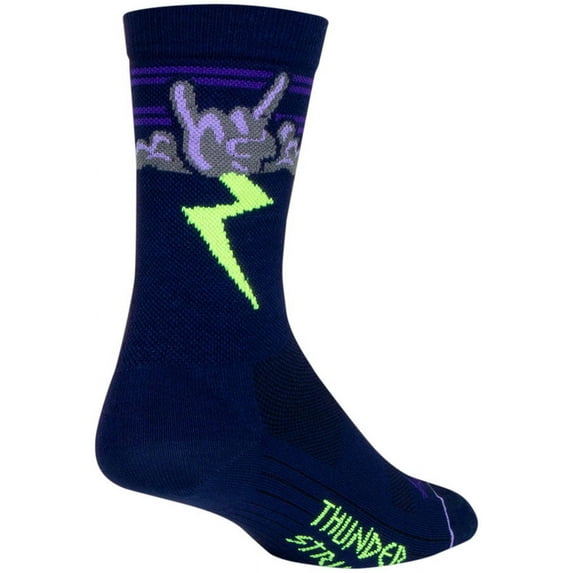SockGuy Thunder Crew Socks - 6 inch, Navy/Purple/Green, Large/X-Large