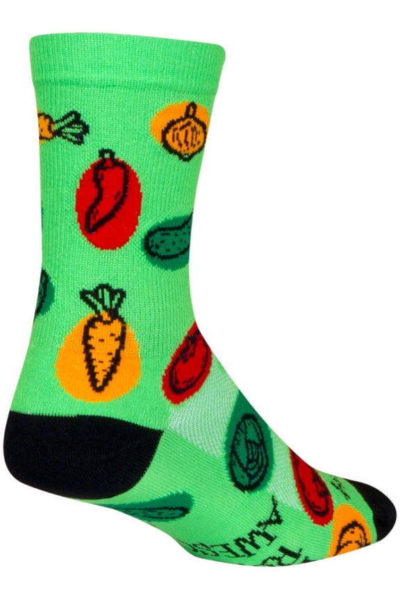 Veggie Crew Sock - 6", Small/Medium Stretch-To-Fit Sizing System