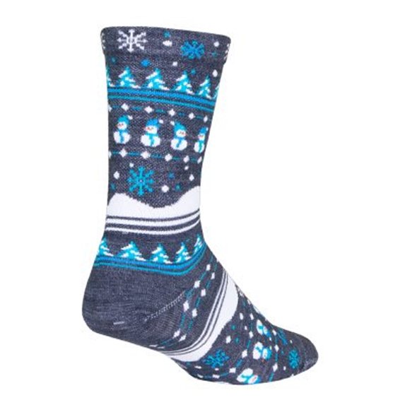 SockGuy Winter Sweater Wool Socks - 6 inch, Blue/Gray/White, Small/Medium