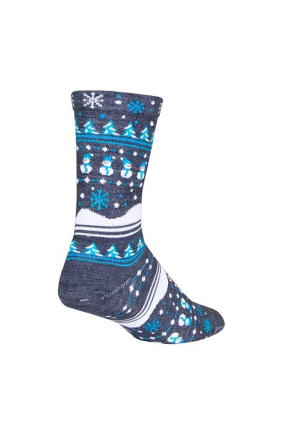 Winter Sweater Wool Socks - 6 inch, Blue/Gray/White, Small/Medium