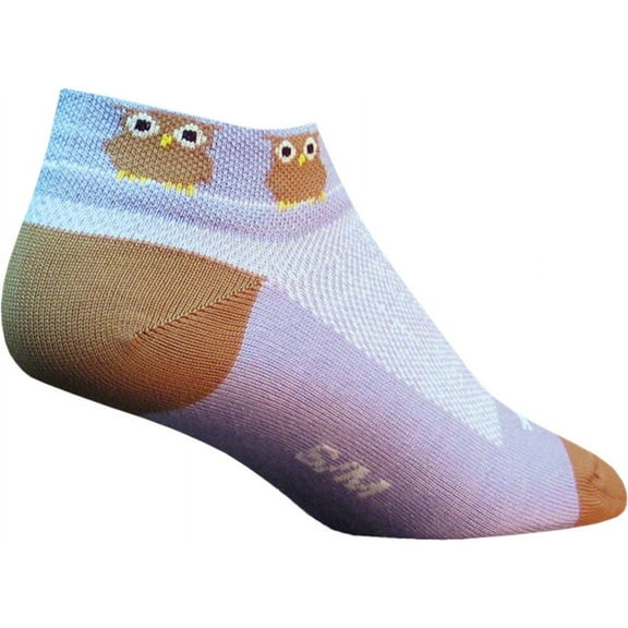SockGuy Classic Owls Women's Sock: Lavender/Brown SM/MD
