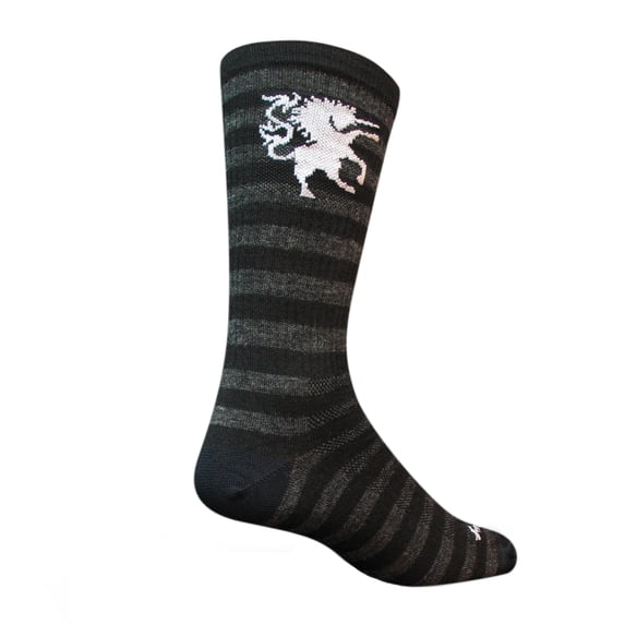 SockGuy Wool Medieval Unicorn Sock: Black/Gray SM/MD