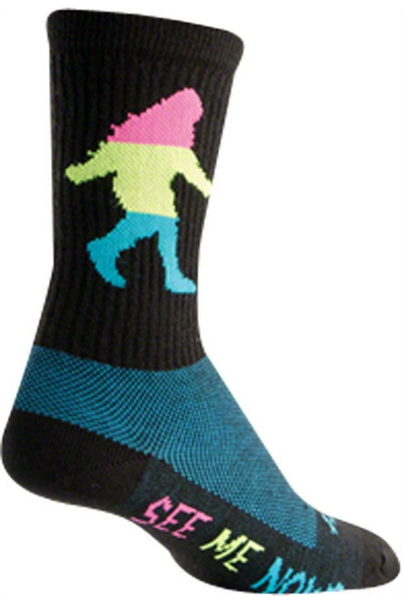 Wool Neon Sasquatch Socks 6 inch Black Small Medium Unisex Synthetic