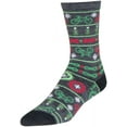 thumbnail image 1 of SockGuy Wool Ride Merry Crew Socks - 6 inch, Gray/Red/Green, Large/X-Large, 1 of 2