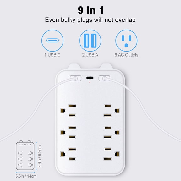 Socket,1 Usb-c Office 2 Usb 1 Usb 1 Usb- Adapter 6-outlet With 2 Usb-c Wall With 2 Usb Yaliya Huiop Ichu 9-in-1 Wall 9-in-1 Or 6-outlet
