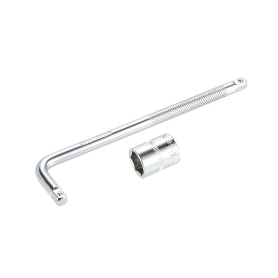 Socket Accessory Set, 14mm 6-Point Shallow Socket 6" L-Shape Extension Handle with 1/4" Drive