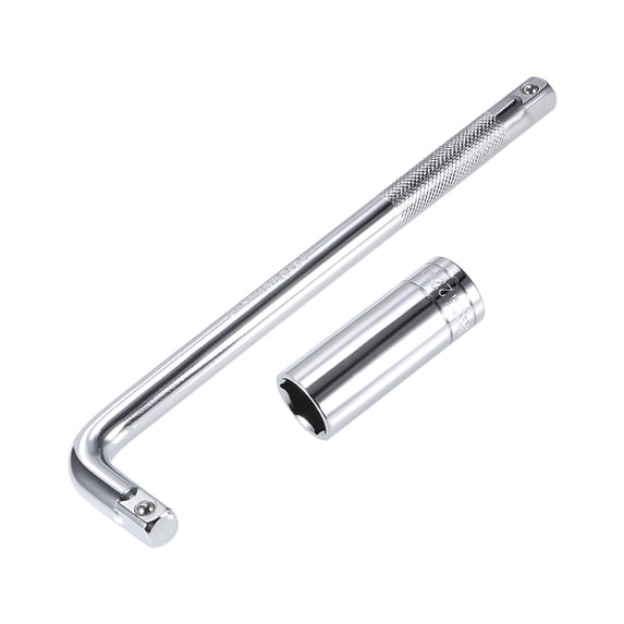 Socket Accessory Set, 22mm 6-Point Deep Socket 10" L-Shape Extension Handle with 1/2" Drive