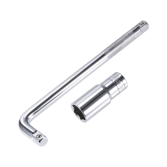 Socket Accessory Set, 23mm 6-Point Deep Socket 10" L-Shape Extension Handle with 1/2" Drive