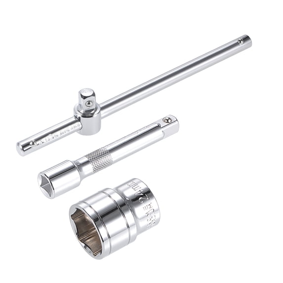 Socket Accessory Set, 24mm 6-Point Shallow Socket 10" Sliding Wrench Breaker Bar 5" Extension Bar with 1/2-inch Drive