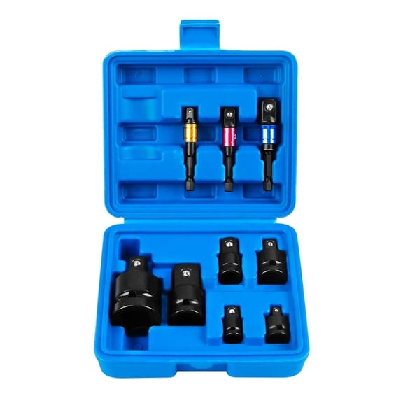 Socket Adapter Set 1/4 3/8 1/2 3/4 Inch, Chrome Vanadium Steel Driver Adapters with Anti-Slip Bead, 9-Piece Tool Kit for Automotive Repair and for General