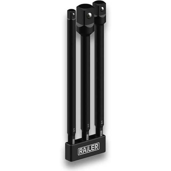 Socket Adapter Set, Railer Impact Grade 6" Extension Bits With Holder | 1/4", 3/8", and 1/2" Drive Drill Impact Socket Extension Bit Adapter Set