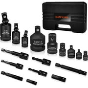 Socket Adapter Set and Reducer 17 Piece, Impact Driver Conversions kit, Universal Joint Socket Set, Drill Adapter 1/4 3/8 1/2
