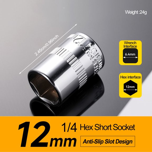 Socket Chrome Vanadium Steel 1/4 Inch Drive 6-Point 10mm Socket 6 Point Socket DIY Hand-making Household Maintenance Tool