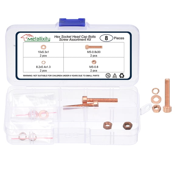 Socket Head Cap Screws Kit (M8x50mm) 8Pcs, Red Copper Allen Socket Drive Hex Screw for 3D Printer Use, Red