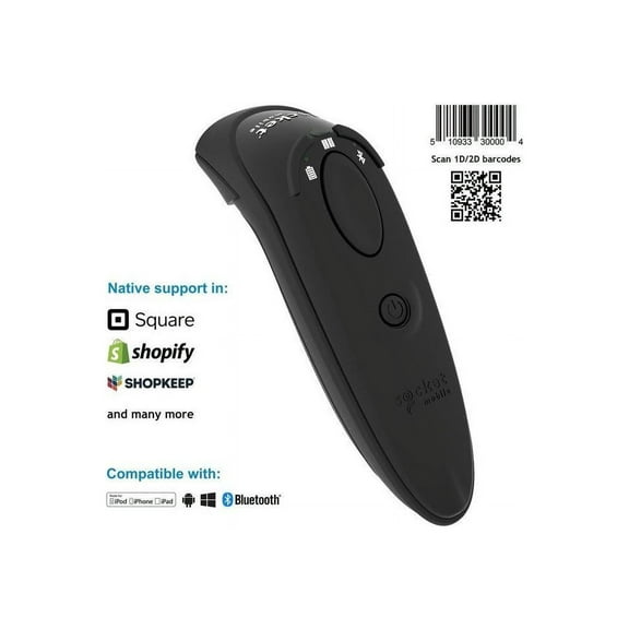 Socket Mobile DuraScan D750, Universal Plus Barcode Scanner, Black - Wireless Connectivity - 15.75" Scan Distance - 1D, 2D - Imager - Bluetooth - Black