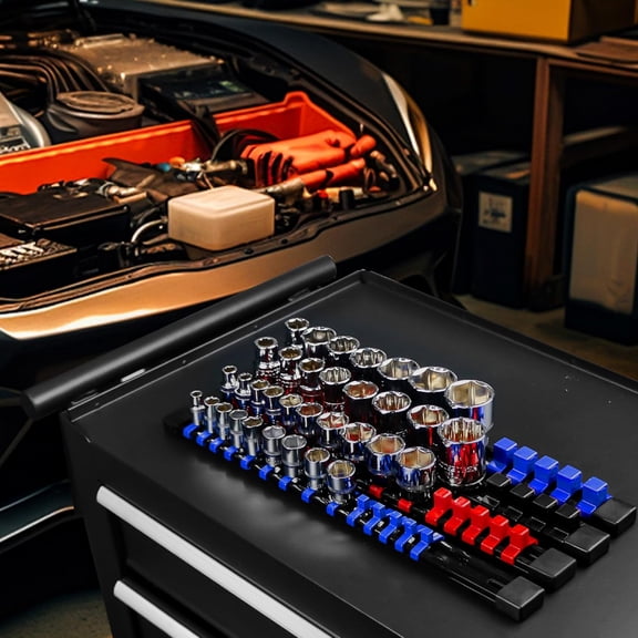 Socket Organizer, Drive ABS Tools Socket Holder, Heavy Duty Socket Racks, Premium Socket Clip Rail Holder, Tool Trays