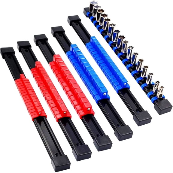 Socket Organizer Rails, ABS Drive Socket Holders, 6 Pieces