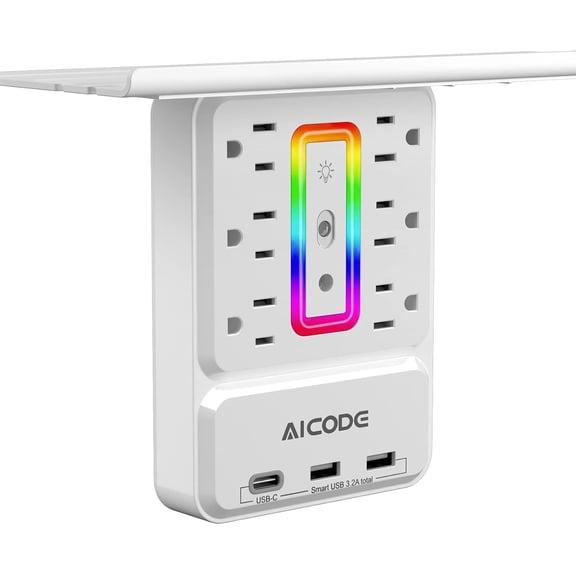 Socket Outlet Shelf,Wall Outlet Extender Surge Protector with Nightlight,6 Outlets with 3 USB Ports(1 USB C) Plug Expander Charger Shelf with Storage for Home,Dorm