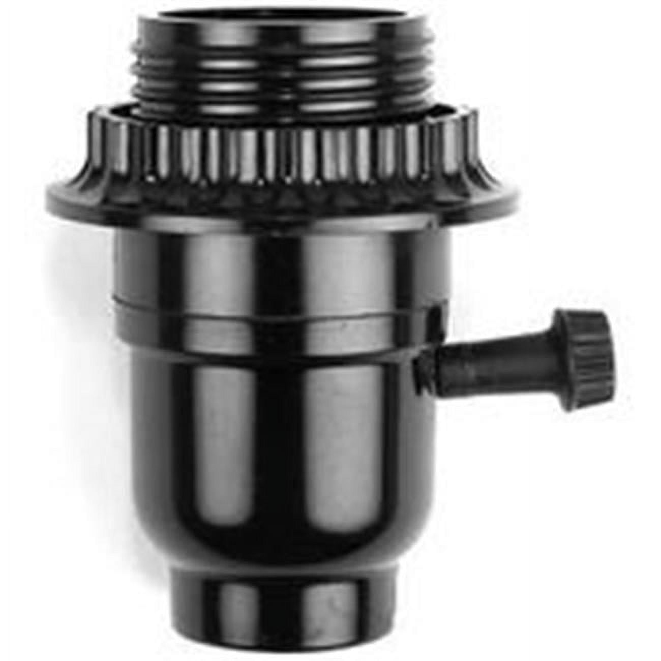 Black Phenolic 3-Way Light Socket with Shade Ring