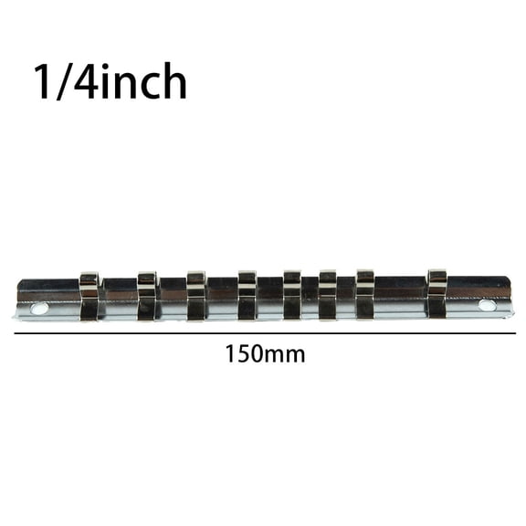 Socket Rack Holder 1/4 3/8 1/2 Inch with 8 Clips On Rail Tool Organizer Storage 45295