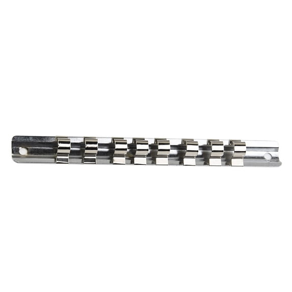 Socket Rack Holder 1/4 3/8 1/2Inch with 8 Clips On Rail Tool Organizer Storage 45359