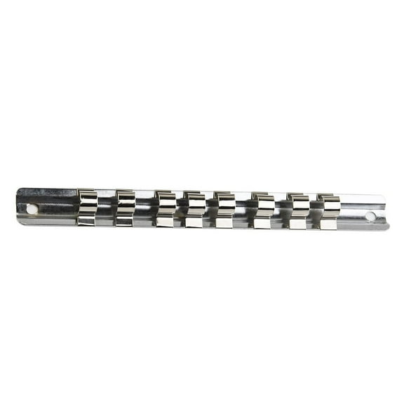 Socket Rack Holder 1/4 3/8 1/2Inch with 8 Clips On Rail Tool Organizer Storage 45359